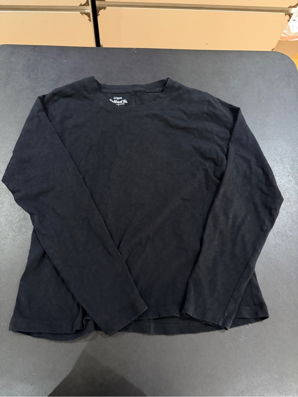 J. Crew Black Long-Sleeve Crewneck Girlfriend Tee